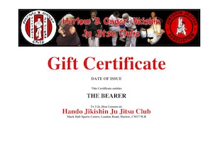 Hando Ju Jitsu Clubs Gift Certificate